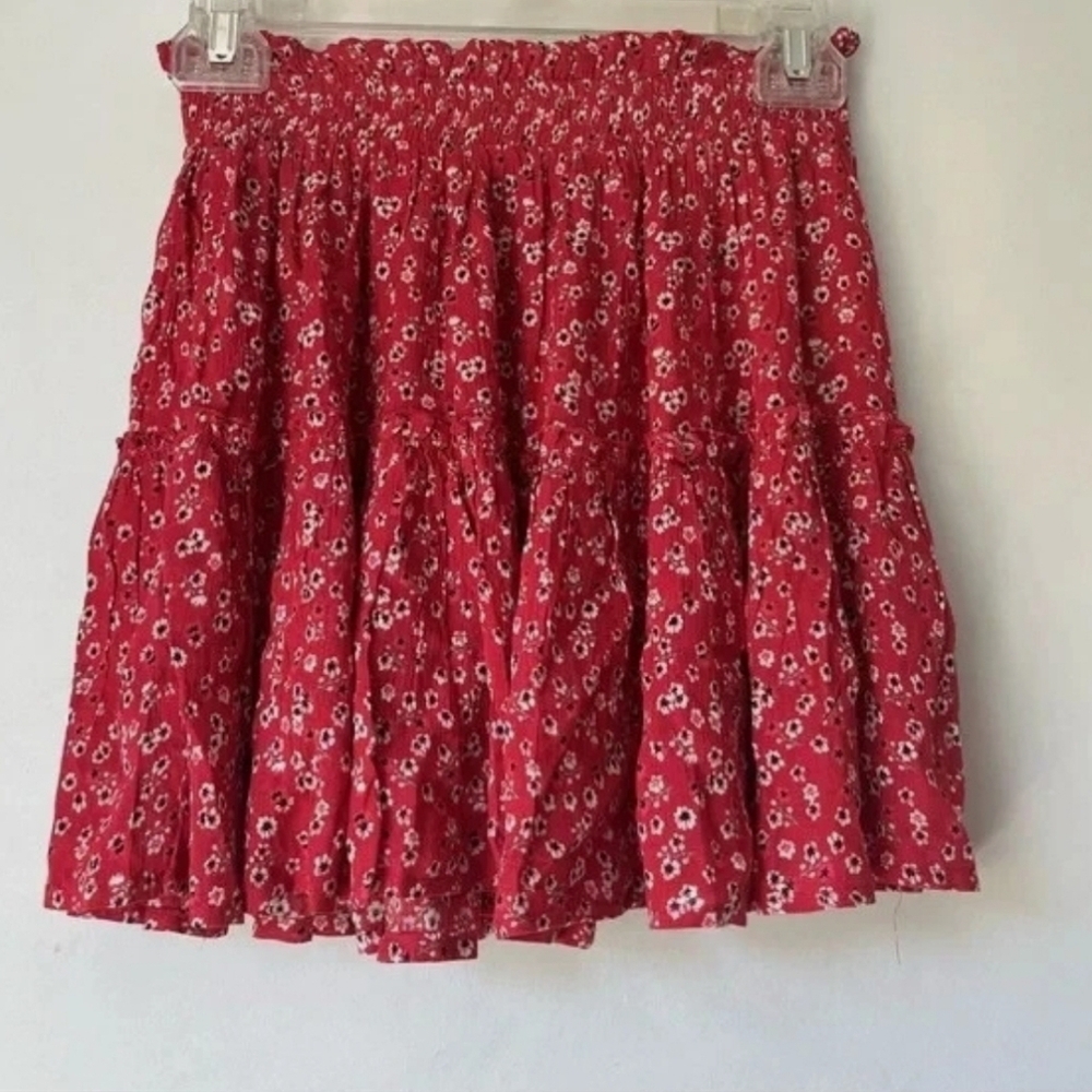 Princess Polly Pink Floral Ruffle Tier Mini Skirt Size 8 - Picture 2 of 8